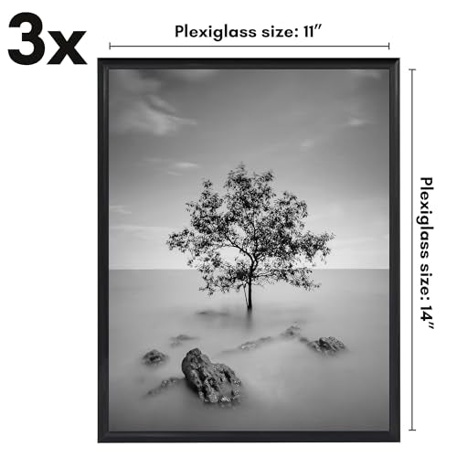 Americanflat 11x14 Black Picture Frame 3-Pack with Slide-In Front Cover
