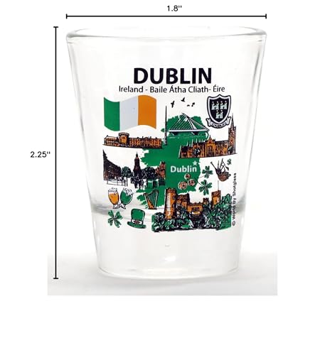 Dublin Ireland Souvenir Shot Glass - Rare Collectible 2.25" Tall