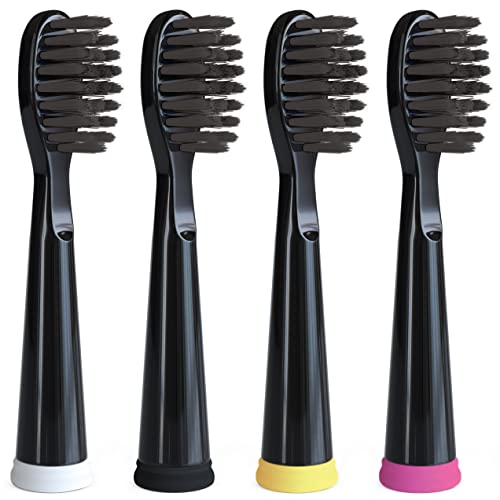 Sonic-FX 4 Pack Black Replacement Electric Toothbrush Heads Soft Charcoal Bristles