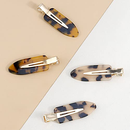 Canitor Leopard No Bend Hair Clips - Women's Resin Tortoise Shell Hairpins (4 Pack)