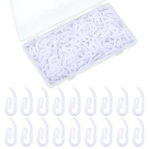 300 Pcs White Plastic Curtain Hooks for Drapes & Shower Curtains
