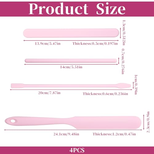 4PCS Silicone Wax Spatulas Set - Non-Stick Reusable Applicators for Body & Face Hair Removal, DIY Crafts - Pink