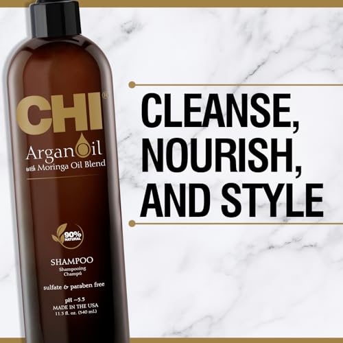 CHI Argan Oil Shampoo for Dry and Damaged Hair, 11.5 Fl Oz