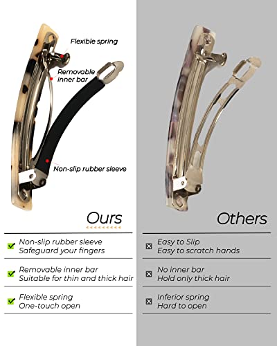 Tortoise Shell Hair Barrettes - 8 Pack Acetate Rectangle Hair Clips
