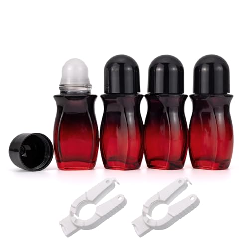 Newzoll 50mL Glass Roller Bottles - Black Red Gradient, 4 Pack