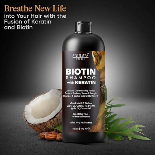 SoulSpa Pure Biotin & Keratin Shampoo for Hair Growth, 16 fl oz