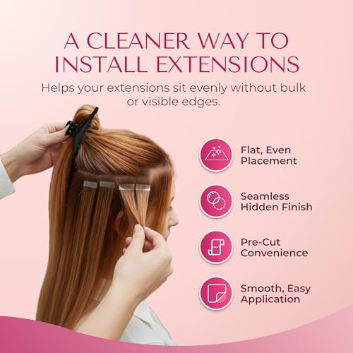 Lumoria Hair Extension Tape - Pre-Cut Invisible Adhesive Strips for Tape-In Extensions, 144 Tabs