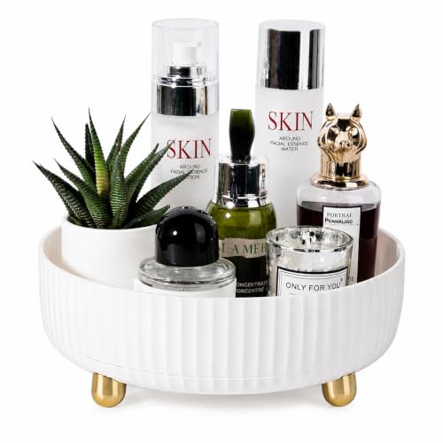 360° Rotating Makeup Organizer - Ivory White Skincare Tray