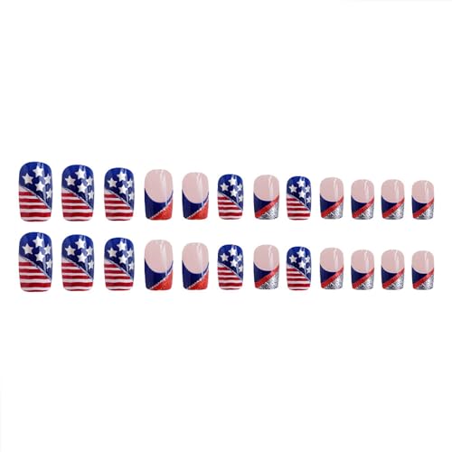4th of July Press on Nails - Short Square Patriotic Fake Nails