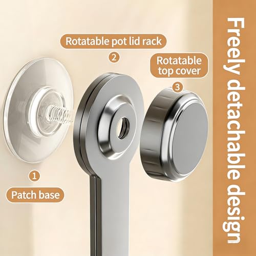 Pot Lid Holder with Suction Cups - Adjustable Kitchen Organizer Rack