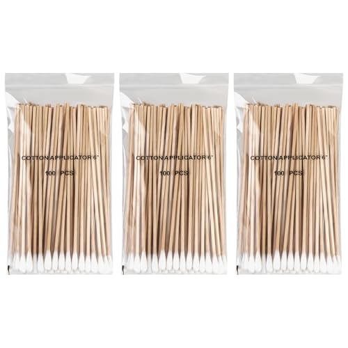 300PCS 6" Long Cotton Swabs with Wooden Sticks for Makeup & Nail Art