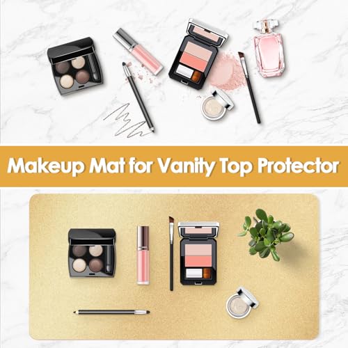 TOHONFOO Dual-Sided Makeup Mat, 35.4x15.7in, Gold & Pink Decor