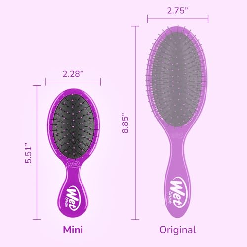Wet Brush Mini Detangler Hair Brush - Purple, 2 Pack Travel Hairbrush