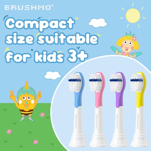 Brushmo Kids Replacement Toothbrush Heads for Philips Sonicare, 8-Pack