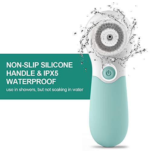 Green TouchBeauty Electric Facial Cleansing Brush with 3 Heads & 2 Speeds