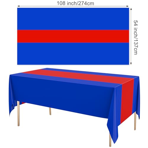 Oudain 3-Pack Disposable Tablecloths 54" x 108" - Blue & Red