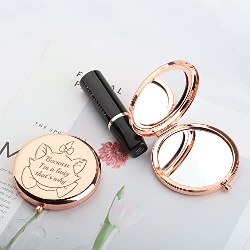 Cat Pocket Compact Makeup Mirror - 'Because I'm a Lady' Gift for Cat Lovers