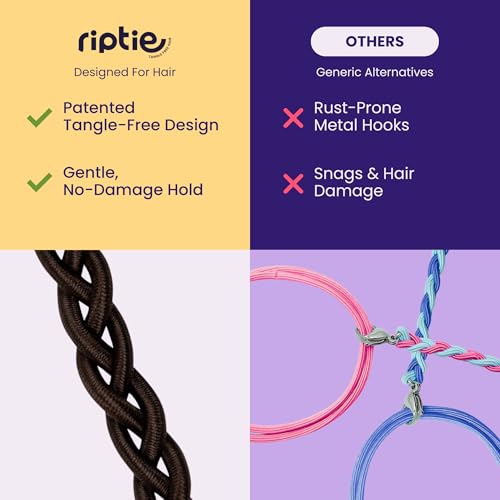 Rip Tie Extra Long Tangle-Free Nylon Hair Tie for Women - 1 Pack, Colorful Hair Accessory