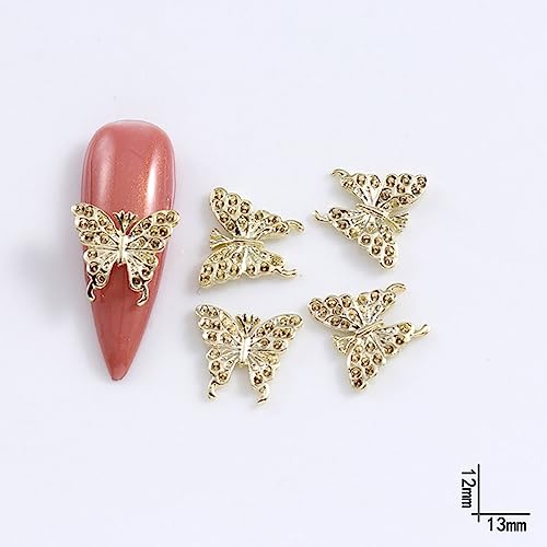 Gold & Silver 20Pcs Butterfly Nail Charms Set for Nail Art - 3D Rhinestones DIY Decoration