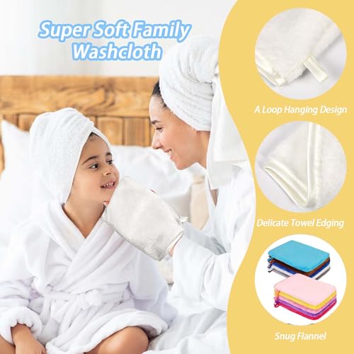 PHOGARY 10 Pack Microfiber Washcloths for Body & Face - Soft Flannel, Reusable, 6x8 Inch