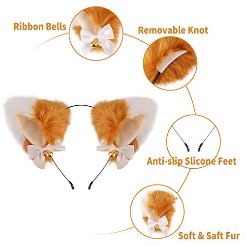 Black & Brown Plush Cat Ears Headband for Cosplay & Parties