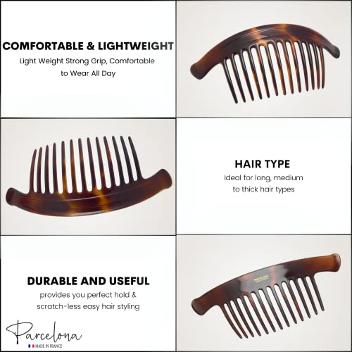 Parcelona Extra Large Tortoiseshell Hair Combs for Updos - 13 Teeth
