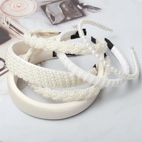 5-Pack Faux Pearl Headbands for Women and Girls, Elegant Hair Accessories