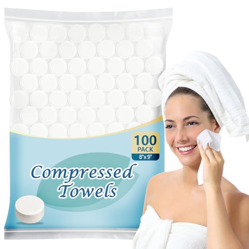AIDEA 100PCS Compressed Face Towels - Portable Disposable Washcloths