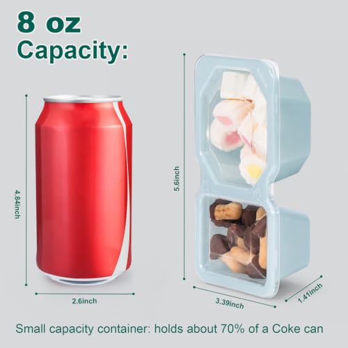 QCQHDU 8 oz Snack Containers with Lids - 2 Compartment Meal Prep Set