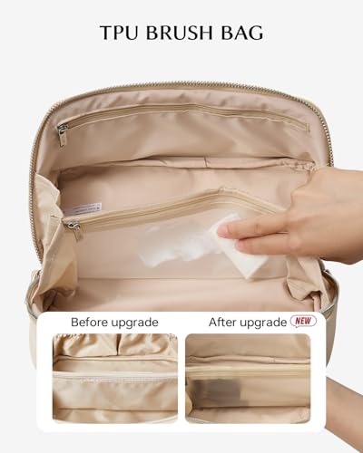 EACHY Travel Makeup Bag - Personalized Initial M Cosmetic Organizer (Large)