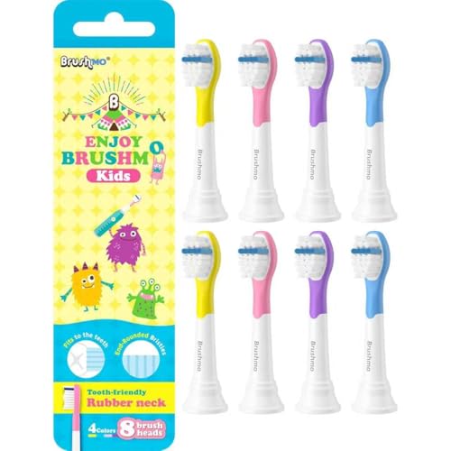 Brushmo Kids Replacement Toothbrush Heads for Philips Sonicare, 8-Pack