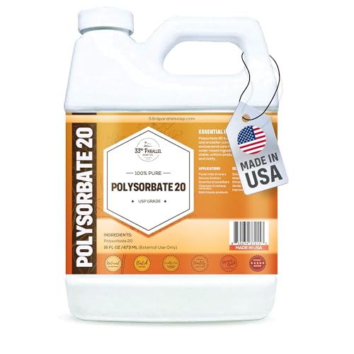 Polysorbate 20 USP Grade Emulsifier & Solubilizer for Cosmetics, 16oz