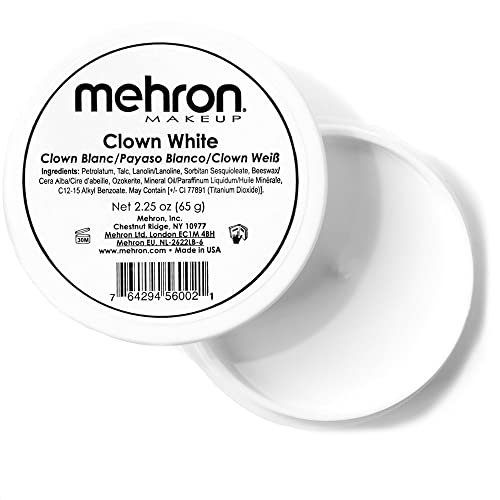 Mehron Clown White Face Paint - 2.25 oz Cream Makeup for Cosplay, Halloween & Theater