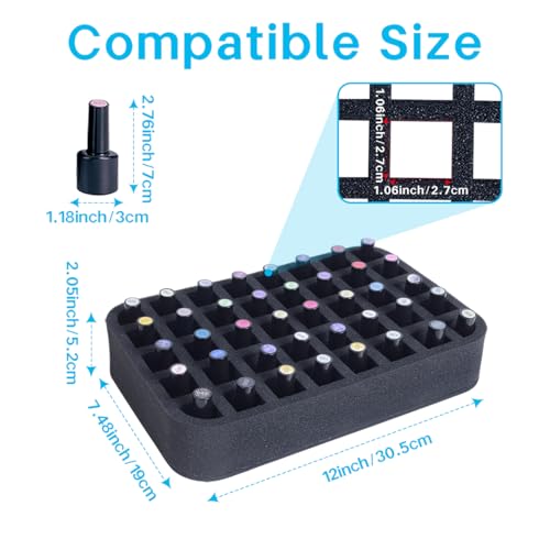 Nail Polish Organizer Foam Pad for 40 Bottles - Black