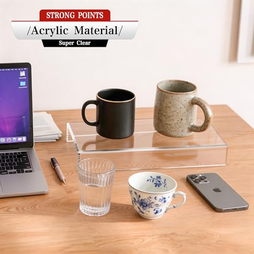 Sezanrpt Acrylic Display Risers - 8x3.9 Inch (Pack of 2) for Organizing Figures, Cosmetics, Toys, and More