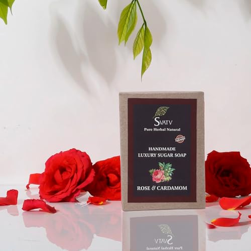 SVATV Rose and Cardamom Natural Bathing Soap Bar - 250g (2 x 125g)