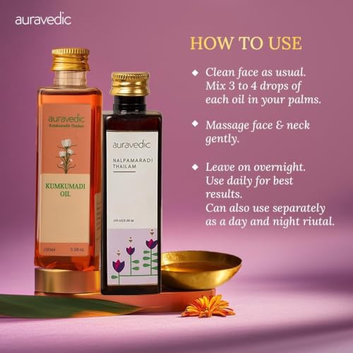 Auravedic Kumkumadi & Nalpamaradi Oil Duo - Ayurvedic Face & Body Massage