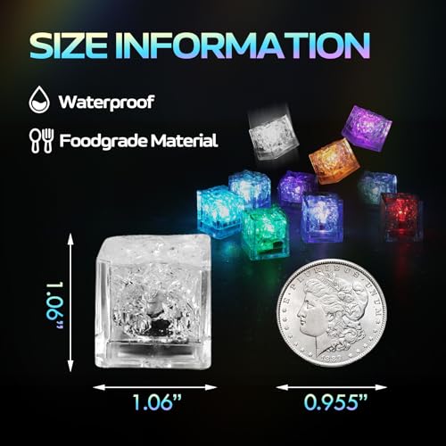 Reusable Light Up Ice Cubes - 12 Pack Color Changing Glow Cubes