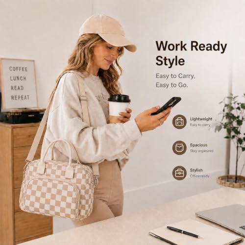 Large Insulated Lunch Bag for Women - Stylish 12L Tote with Shoulder Strap