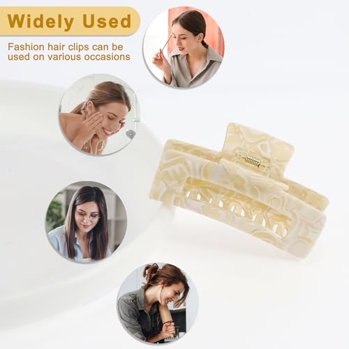 VOCOSTE Large Hair Claw Clip for Thick Hair - Beige 4-inch Hair Accessory
