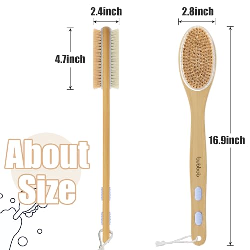 Bubbob Long-Handle Back Scrubber for Shower - 2 Pack Exfoliating Bath Brush