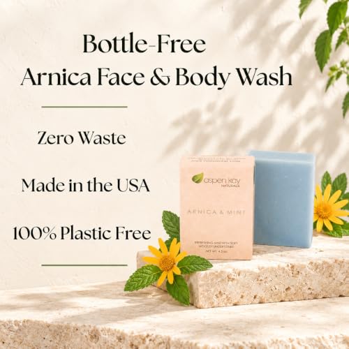 Aspen Kay Naturals Arnica & Mint Soap Bar 2 Pack - Organic, Gentle for Sensitive Skin