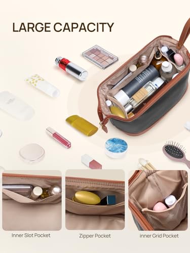 Telena Large Capacity Travel Makeup Bag - Water-Resistant PU Leather