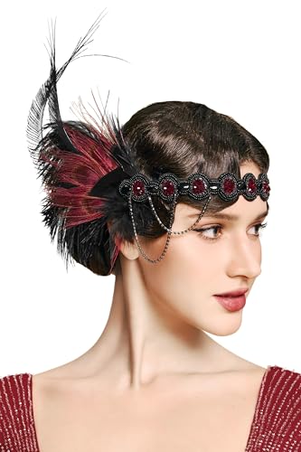 BABEYOND 1920s Flapper Feather Headband - Vintage Gatsby Hair Accessory
