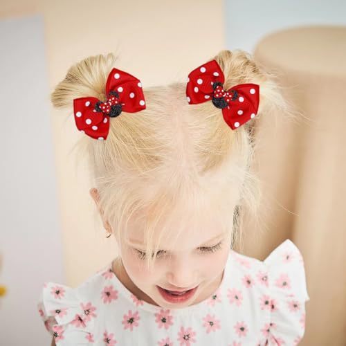 Kids Hair Clips - 8 Pack Cute Bow & Mouse Ears Hair Bows for Girls