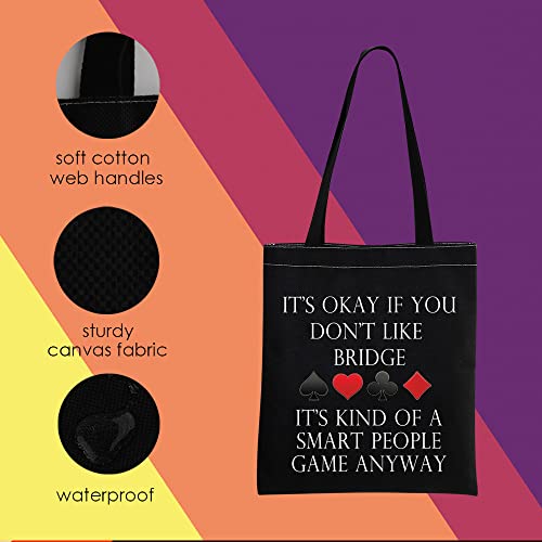 Black Bridge Canvas Tote Bag for Card Game Lovers - MNIGIU