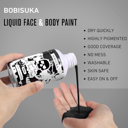 BOBISUKA Black Face Body Paint - Washable Liquid Makeup (130ml)