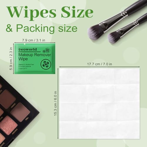 Travel Makeup Remover Wipes 100 Count with Cucumber Scent, Individually Wrapped