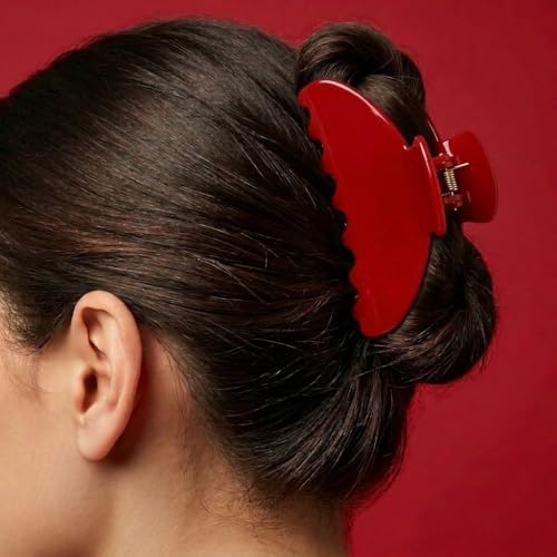 FlaSloth 4-Inch Cherry Red Hair Claw Clip for Women & Girls - Medium Acetate Barrettes