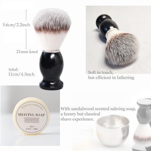 4pcs Men's Shaving Brush Set with Stand & Bowl | CRUCISRESIN Set4